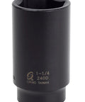 Half Inch Drive Deep Impact Socket 1-1/4 Inch Six Point Built Tough Pro Grade CR-MO Alloy Steel