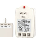 Sixteen Point Five Volt 40 VA Alarm And Doorbell Transformer Plug In For Home Security Systems, close-up view with connectors