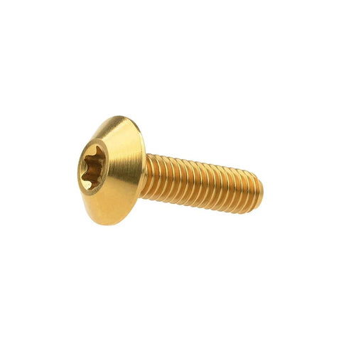 Dope Titanium M6x20mm Button Torx Head Bolts Pack Of 4 For Bike And Motorcycle Grade 5 6AL4V Titanium Alloy Gold Finish 14mm Head Diameter