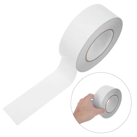 No Gimmicks Solid Grip Clear Double Sided Tape For Wall Mounting And DIY Fixes Weather Proof Invisible Adhesive Roll in hand.