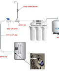 Diagram showing RO Water System Ice Maker Kit One Quarter Inch Tubing With Quick Connect Fittings And Ball Valves For Fridge Ice Makers