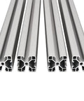 4 Pack 4040 Aluminum T Slot Extrusion Profiles, 59 Inch Length, European Standard Anodized Linear Rail For 3D Printers And CNC DIY Builds, 1500mm Silver, shown end view