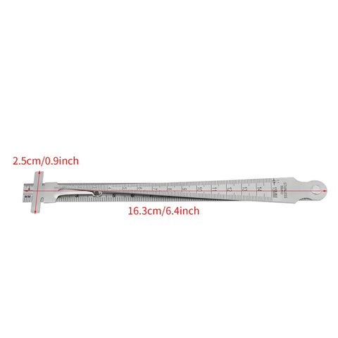 Pro Grade Stainless Steel Taper Welding Gauge For Gap And Depth Measurement, Dual Scale Ruler with dimensions shown
