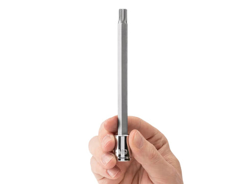 Three Eighths Inch Drive M10 Long Triple Square Bit Socket For Go-To Heavy Duty Automotive And Machinery Tasks, Durable S2 Steel With Press-Fit Bit That Will Not Loosen, Clear Die-Stamped Size Marking And Tough XZN Fastener Engagement, SHB18410 handheld view