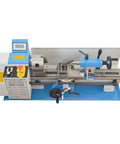 Heavy Duty Mini Metal Lathe Rigged Out With A Smooth One Horsepower Brushless Motor And Rock Solid Cast Iron Base, top view.