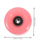Close-up of pink semi jelly PU skate wheel, 2.24 inches, with bearings for quad skates. 4 Pack Roller Skate Wheels With Bearings Double Row Outdoor Quad Skating Wheels Semi Jelly PU Material Replacement Parts For Roller Skates For Recreational Use.