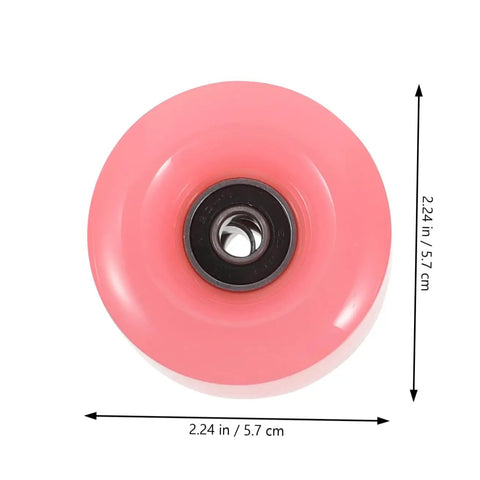Close-up of pink semi jelly PU skate wheel, 2.24 inches, with bearings for quad skates. 4 Pack Roller Skate Wheels With Bearings Double Row Outdoor Quad Skating Wheels Semi Jelly PU Material Replacement Parts For Roller Skates For Recreational Use.