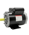 Heavy Duty 2 Horsepower 60 Gallon Air Compressor Electric Motor side view with yellow shaft, ideal for heavy shop tasks.