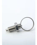 Heavy Duty Stainless Steel Retractable Index Plunger with Pull Ring Locking Pin, M8 threaded for CNC machining and woodworking jigs.