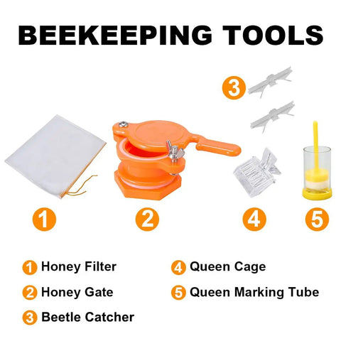 All In One Beekeeping Starter Kit With Bee Smoker And 16 Handy Tools For Beekeepers Including Honey Filter and Queen Cage
