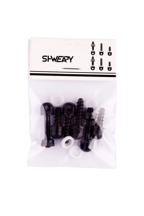 Six Piece Sling Mounting Kit with Sling Swivel Studs for Rifles in package, includes wood screw studs, black forging, white spacers