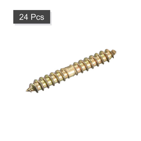Knockout Set Of 24 Heavy Duty Hanger Bolts And Double Ended Dowel Screws With Self Tapping Threads For Solid Wood Jobs tough carbon steel double ended dowel screw.