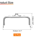 12 Pack Metal Purse Frames With Vintage Arch Kiss Lock Clasp Embossed Silver For Purse Making Handbags Coin Purses Clutches Frame Hardware Replacements, measuring 105 x 55 mm.