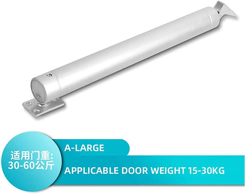 Heavy Duty Automatic Door Closer With Aluminum Alloy Body, suitable for doors 15-30 kg, shown in white finish