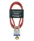 Steel Cable Lock With Integrated Outdoor Padlock And Key For Bikes, Outdoor Storage, And Gear, Braided Steel With Vinyl Coating