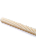 1.5 Module Nylon Gear Rack, 15mm Wide, 200mm Or 500mm Long, Plastic Linear Pinion Rack For Precision Machinery, Smooth Motion, Durable Cylindrical Drive Gear System. Beige nylon gear rack shown angled on white background.