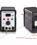 Front and rear view of 2 In 1 Pro Grade Soldering Rework Station With Hot Air Gun And Iron Digital Dual LCD Displays Precise Temperature Control Low Noise Space Saving Design Automatic Cooling Fan Great For SMD Rework And Welding