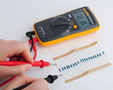 Testing resistors from Resistor Kit 1460 Pieces With 73 Values Of 20 Each, From 1 Ohm To 1 M Ohm, 0.25W 1% Metal Film, ROHS