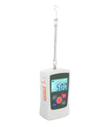 Hand Push Pull Force Gauge 50N Digital Tester With Limit Setting And Alarm, Backlit Readout For Easy Readings In N Kg Lb Oz, Pro Grade Ultra Accurate Sensor For A Workshop Ready Tool. Digital force gauge with hook and backlit display showing 50.0 N
