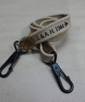 Heavy Duty 60 Inch Khaki Canvas Sling For Bren LMG With Dual Hook Quick Attach Two Snap Hooks Mil Spec Reenactment Gear Adjustable For Mk1 Mk2 Mk3 Tough As Nails showing khaki color and black hooks.