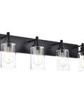 Black 4 Light Vanity Lighting Fixtures Over Mirror With Clear Glass Shades Modern Indoor Wall Mount Bath Bar for bathroom