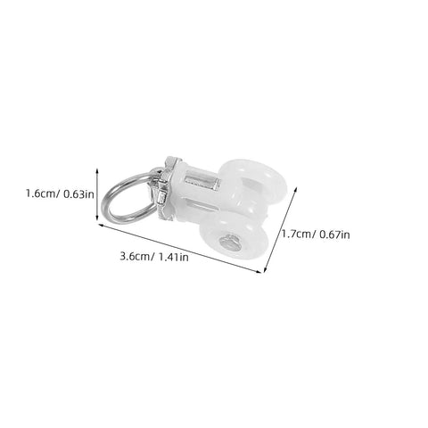 Thirty Pack Of Heavy Duty Double Wheel Curtain Track Rollers Made To Slide Like Butter On Overhead Ceiling Pulleys, close-up view of a roller.