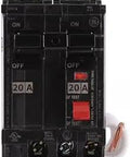 Bolt On Mount THQB Self Test GFCI Circuit Interrupter 2 Pole 20 Amp 120 240 Volt AC Ideal For AQ Series Panelboards In Homes And Commercial Settings Applications, front view