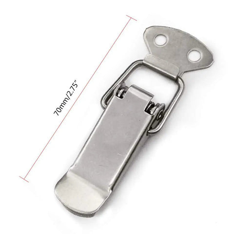 Straight Up Tough Spring Loaded Toggle Hasps 10 Pack Secure Latch Clasps For Toolboxes Cabinets Drawers And Suitcase Locks Solid Hardware For Everyday Jobs - Close-up of 70mm silver spring latch.