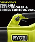 Bad Boy Cordless Leaf Blower Featuring A Smooth Brushless Motor That Runs Quiet While Cranking Out 160 MPH Winds For Tough Yard Work No Sweat Guaranteed Easy Setup Every Time Tool Only close-up of variable speed trigger and cruise control dial.