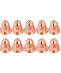 Top Grade Plasma Cutter Tips Set Featuring 10 Electrodes And Nozzles For S25 And S45 Machines showing ten copper nozzles arranged neatly.