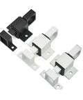 Spring Latch Automatic Door Lock Aluminum Alloy for Hotel Office Gate in silver and black, showing various angles.
