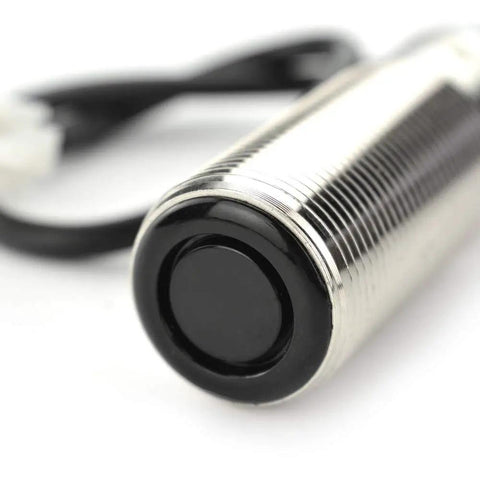 Close-up of Built Tough Waterproof Industrial Ultrasonic Distance Sensor With Temperature Compensation 35 To 550 Cm Range RS485 Modbus RTU Interface
