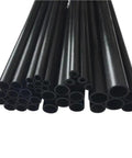 Four Piece Hollow Fiberglass Rod Set For Tents, Drones, And DIY Projects, black glass fiber tubes displayed in various diameters