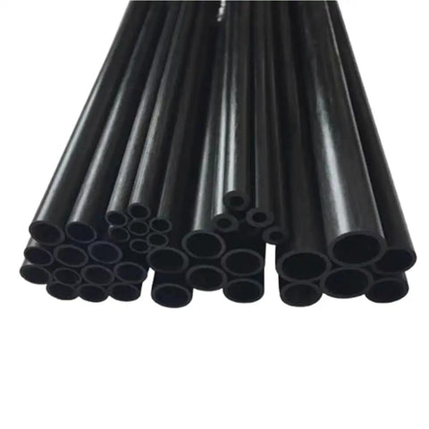 Four Piece Hollow Fiberglass Rod Set For Tents, Drones, And DIY Projects, black glass fiber tubes displayed in various diameters