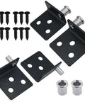 Two Sets Built To Last Heavy Duty Hidden Pivot Hinges For Wooden Doors Cabinets And Furniture Black Stainless Steel L Type Concealed Hinges With Bushing For Wardrobes And Display Cabinets, with screws