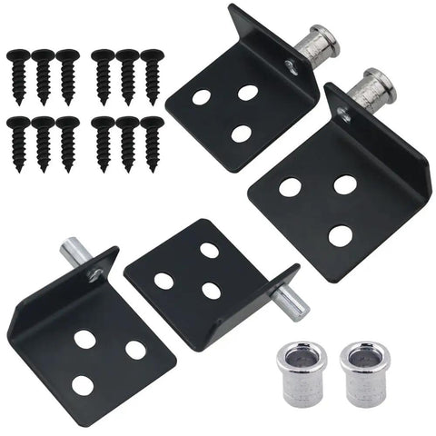 Two Sets Built To Last Heavy Duty Hidden Pivot Hinges For Wooden Doors Cabinets And Furniture Black Stainless Steel L Type Concealed Hinges With Bushing For Wardrobes And Display Cabinets, with screws