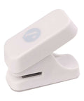 White Mini Mushroom Hole Punch 1 Hole Puncher Handheld Paper Punch for booklets and crafts, compact and ergonomic design.