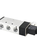 Internally Piloted 5 Way 2 Position Pneumatic Solenoid Valve 4V410-15 DC12V, PT One Half Inch Ports, High Flow Industrial Valve