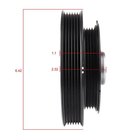 Side view of Harmonic Balancer Crankshaft Pulley for Infiniti I30 and Nissan Maxima 3.0L, 1995-2001, 6.42-inch diameter, 2.32-inch width