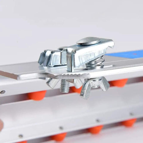 Heavy Hitter Tile Chamfering Machine With 45 Degree Ceramic Bevel Cutting Seat showing alloy mount bracket and spring tension.