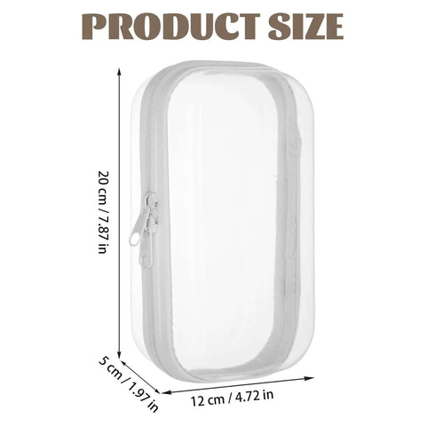 Six Pack Clear Hard Shell Zipper Cases Built Like A Tank With Solid Pet Plastic Keeps Tech And Cards Smash Free Stackable Measures Seven Point Nine By Four Point Seven By Two Inches Ultimate Setup, showing size dimensions 20 cm x 12 cm x 5 cm.