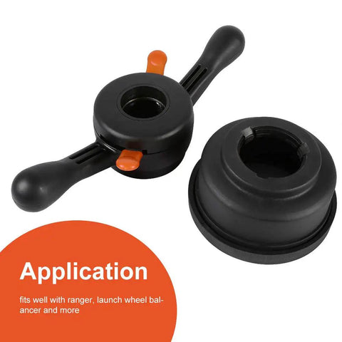 Quick Release Wheel Balancer Adapter Cone With Wing Nut And Hub Shaft Nut Fits 36Mm 38Mm 40Mm Tires Thread Pitch 3Mm, black with orange details