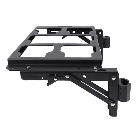 Side view of Aluminum Toolbox Side Panel With Folding Storage Tray For Modular Tool Systems Locking Flip Out Panel For Truck Or Wall Mount