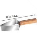 Triangular Watermelon Cutter With 304 Stainless Steel Blade, Textured Edge, Wooden Handle, 25cm length shown