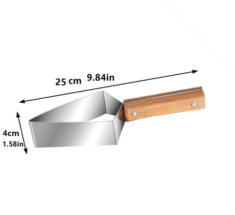 Triangular Watermelon Cutter With 304 Stainless Steel Blade, Textured Edge, Wooden Handle, 25cm length shown