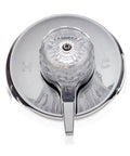 Heavy Duty Single Handle Trim Kit Slick Chrome Finish Top Shelf Design For Mixet Tub Shower Valves Features Five Point Five Inch Faceplate