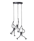 Swinging Man Pendant Light Fixture With Three Black Industrial Arms A Statement 3 Light Chandelier For Kitchen And Dining Hallway