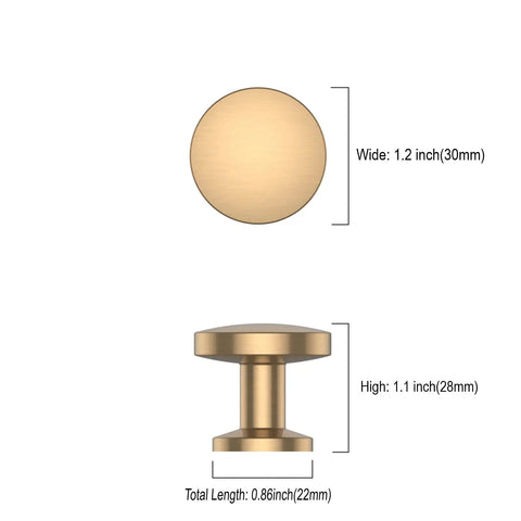 Champagne Bronze Cabinet Knobs Set, 10 Pack Dope Zinc Hardware For Kitchen Cabinets And Dresser Drawers dimensions shown