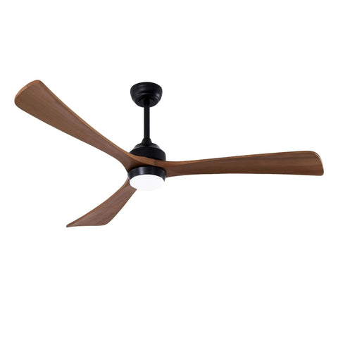 Neojoyoenix 62" 3PCS Solid Wood Blades Ceiling Fan with Lights Remote Control, Quiet DC Motor, elegant black finish and wood blades.