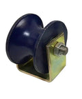 Badass Heavy Duty U Groove Sliding Gate Track Roller With Cast Iron Barn Door Caster And Steel Mounting Bracket, close-up of cast iron wheel.